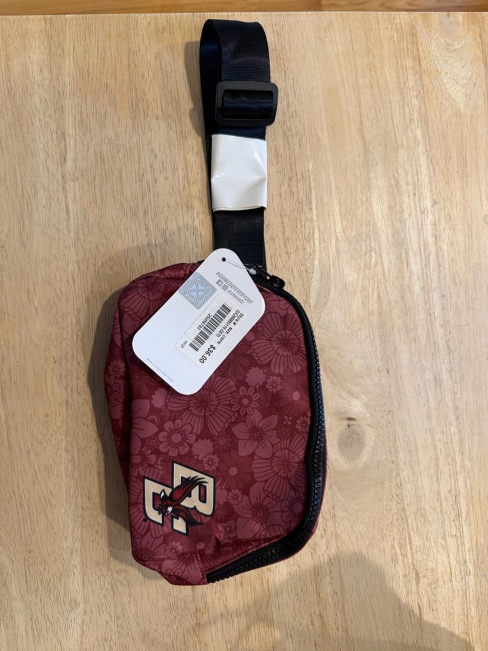 Brahmin Floral Print Rose Belt Bag Boston College